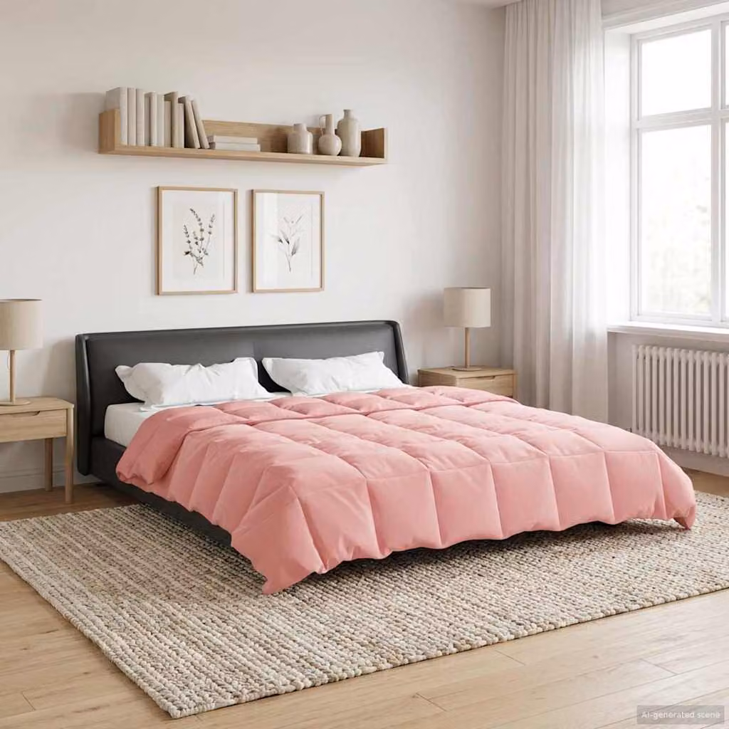 Piumone Completo Annuale 4 Stagioni vidaXL in Microfibra Traspirante e Reversibile, Rosa, 200 x 220 cm