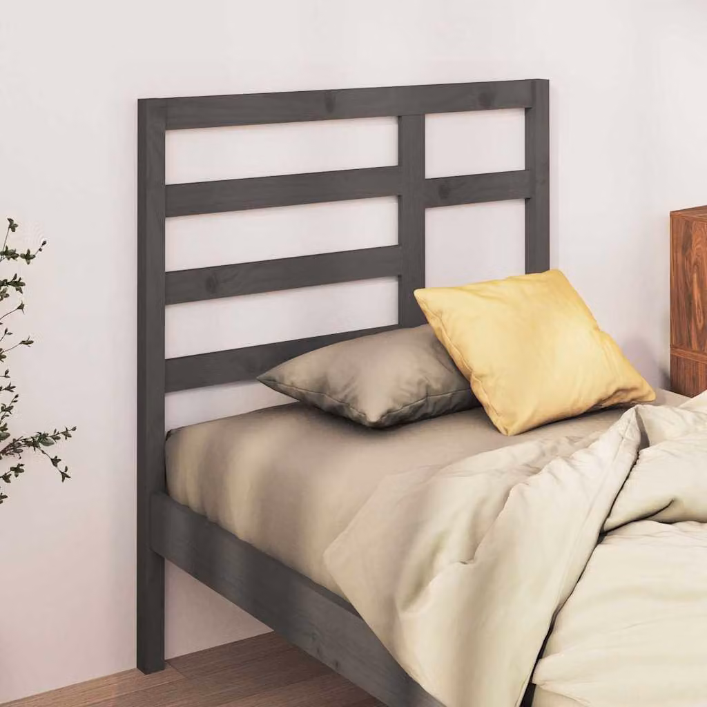 Testiera per letto vidaXL in legno massello di pino, colore grigio, L 81 cm x P 4 cm x H 104 cm