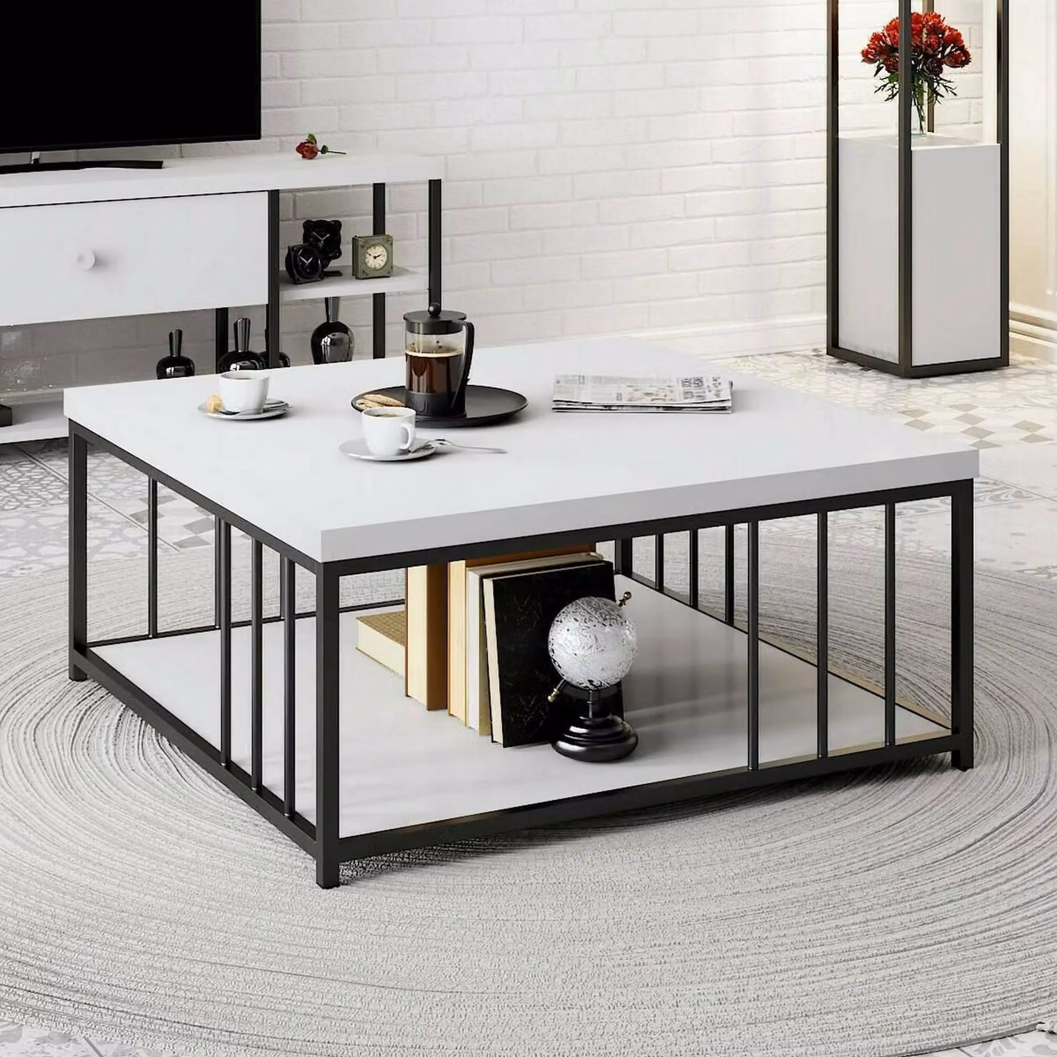 Dmora Tavolino da Salotto Raiden 90x90x40h cm Nero, un Vano Portariviste