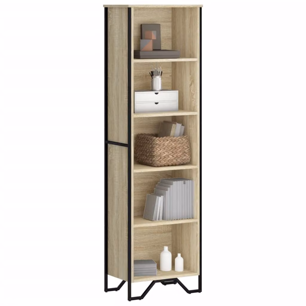 Libreria moderna vidaXL in legno e metallo, colore marrone e beige, L 50 cm x P 31 cm x H 169 cm