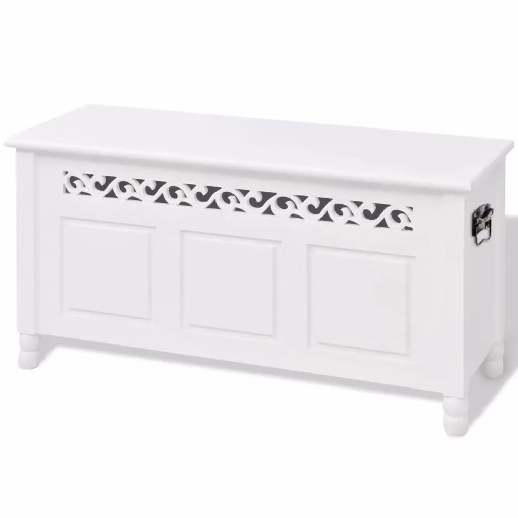 Cassapanca in stile barocco vidaXL in MDF bianca – 2