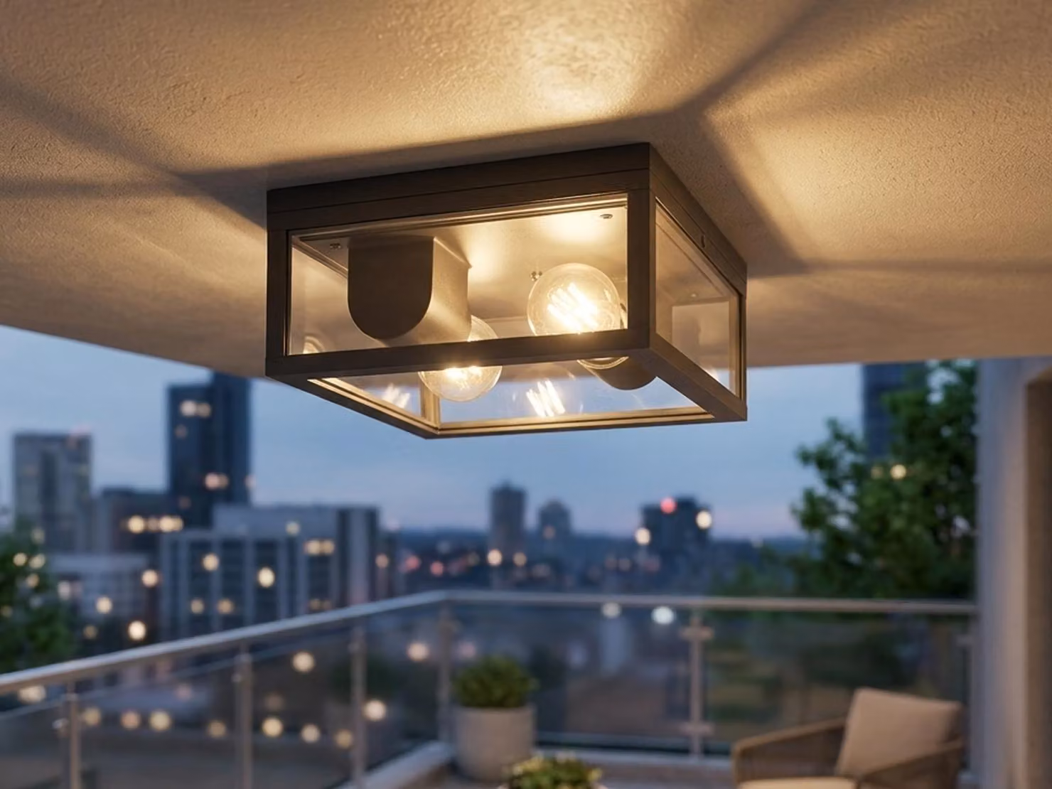 Lampada da esterno a LED, moderna, da soffitto, per illuminazione di terrazze, colore antracite, diametro 24 cm