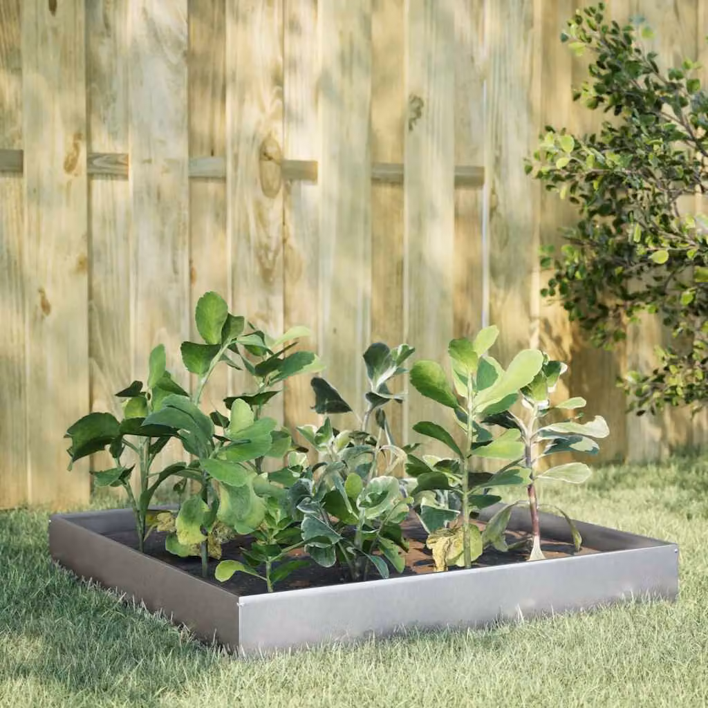 Fioriera Rialzata da Giardino vidaXL in Acciaio Zincato Argento L/P/H: 100 x 100 x 26 cm