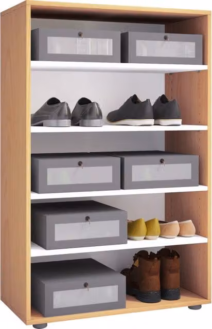 Ezooza Mobile Porta Scarpe Legno Max con Ripiani Interni Colore Betulla H110 L70 P37 cm