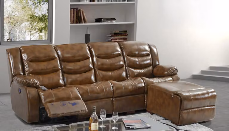Luxus Möbel Sofa 4 Sitzer Pouff Couch Design Polster Relax Wohnlandschaft