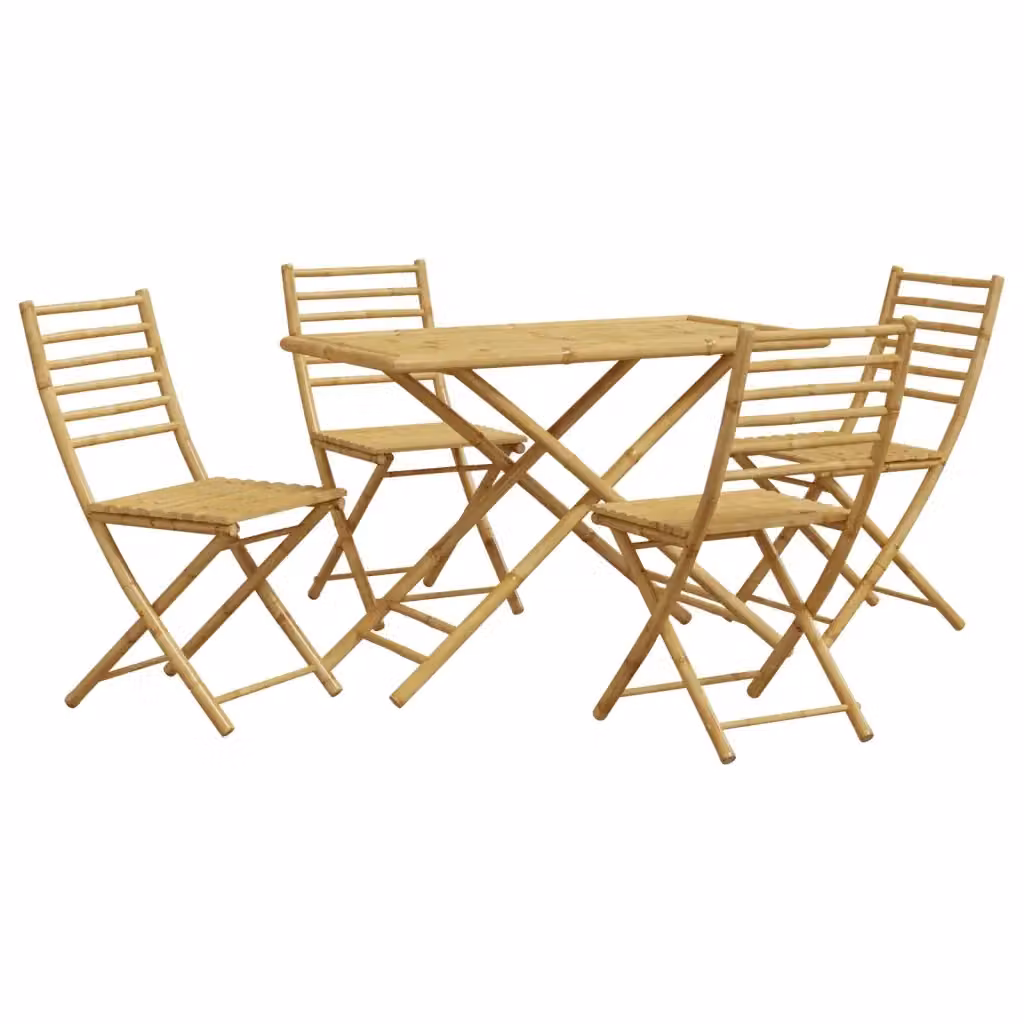 Set da pranzo da giardino vidaXL in bambù marrone, 5 pezzi – 2