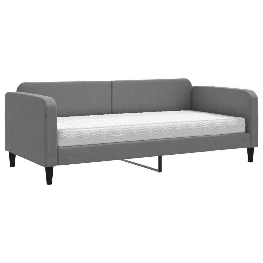 Divano Letto Moderno vidaXL in Tessuto Grigio con Funzione Notte e Materasso in Schiuma 90x190 cm – 2