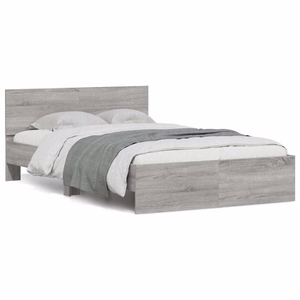 vidaXL Giroletto Moderno con Testiera, Illuminazione LED e Porta USB, Grigio, L/P/H: 200 x 120 x 70 cm