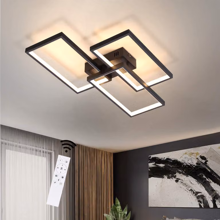 ZMH Plafoniera LED nera dimmerabile con telecomando metallo design moderno 64W per soggiorno camera da letto cucina