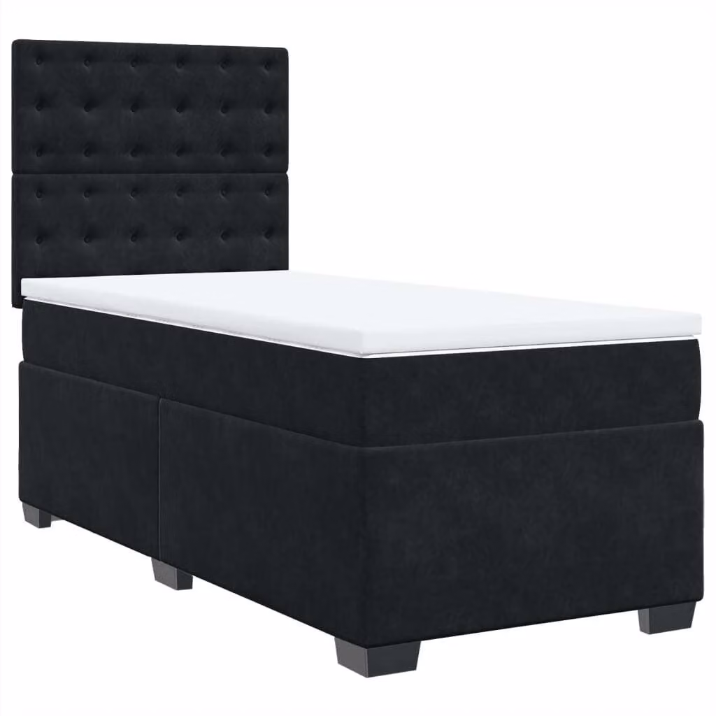 Giroletto a Molle con Materasso Nero 100x200 cm in Velluto