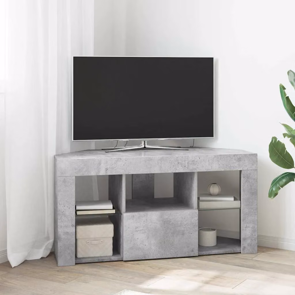 Mobile TV LED Angolare vidaXL Grigio con Illuminazione Integrata L/P/H: 100 x 40 x 50 cm