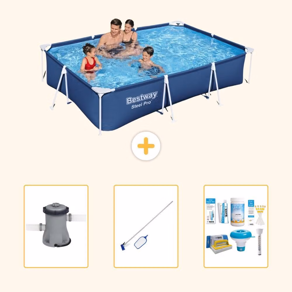 Bestway Steel Pro, piscina rettangolare - 300x201x66 cm - 4 pezzi - Modello S22725