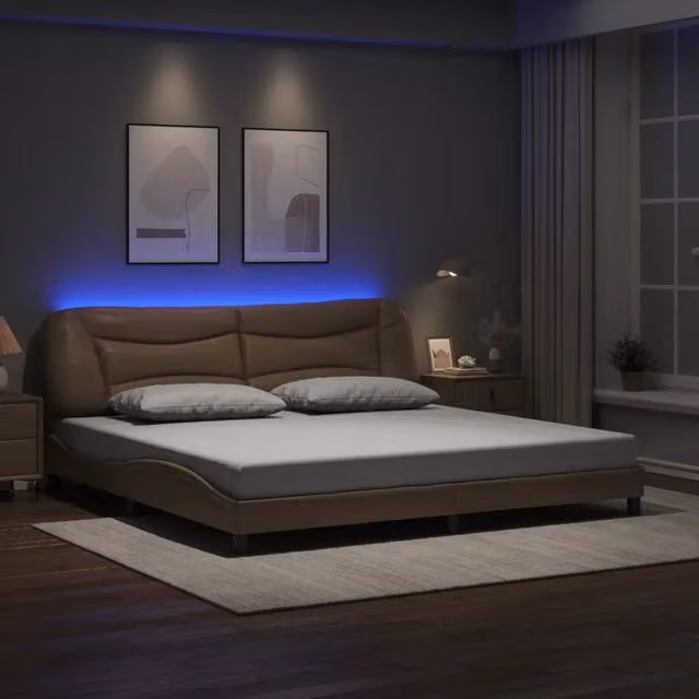Giroletto con LED Hvar vidaXL Cappuccino 200x200 cm con porta USB e illuminazione integrata