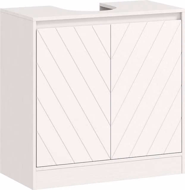 Mobile Sottolavabo da Bagno HOMCOM Bianco con 2 Ante e Ripiano Regolabile, L: 60 cm, P: 30 cm, H: 59.8 cm