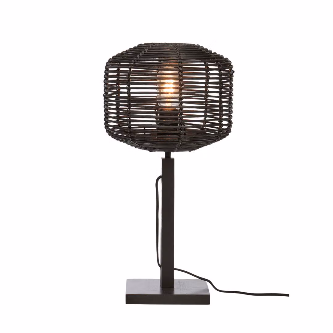 GOOD&MOJO - Lampada da tavolo Tanami - Bambù/Rattan - Lampada da tavolo Ø25cm - lampada da comodino, soggiorno, camera da letto