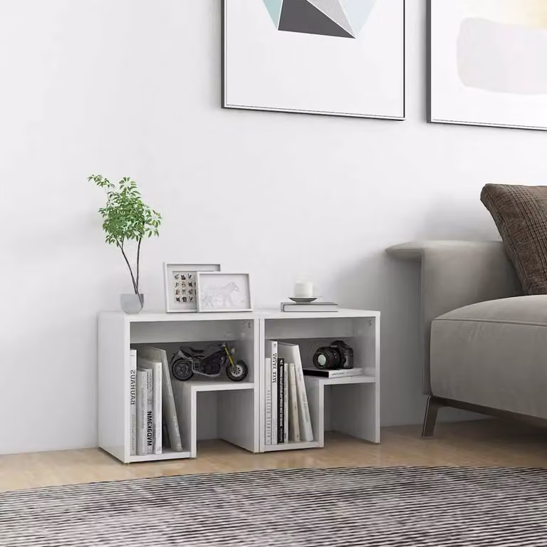 Set di 2 comodini vidaXL in legno multistrato bianco lucido L 40 cm x P 30 cm x H 40 cm