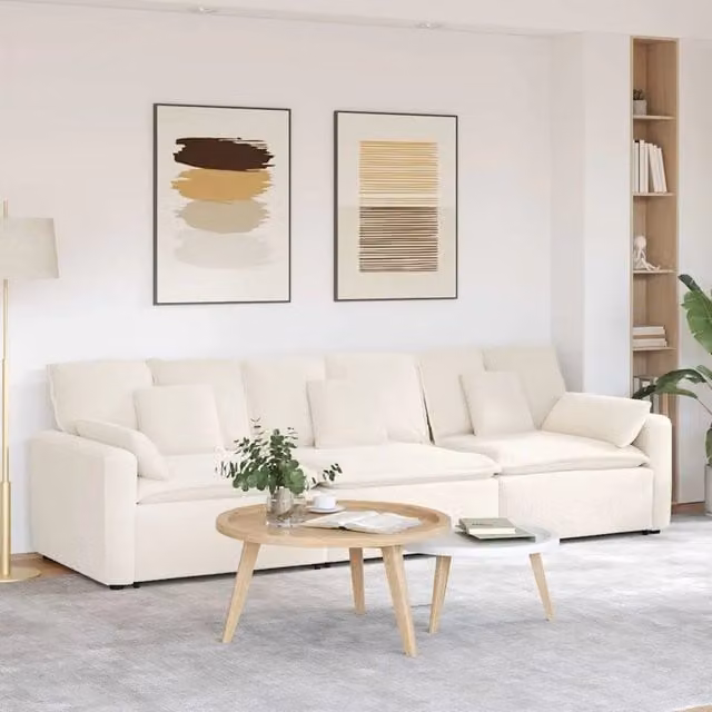 Divano Modulare con Cuscini Crema 3321115