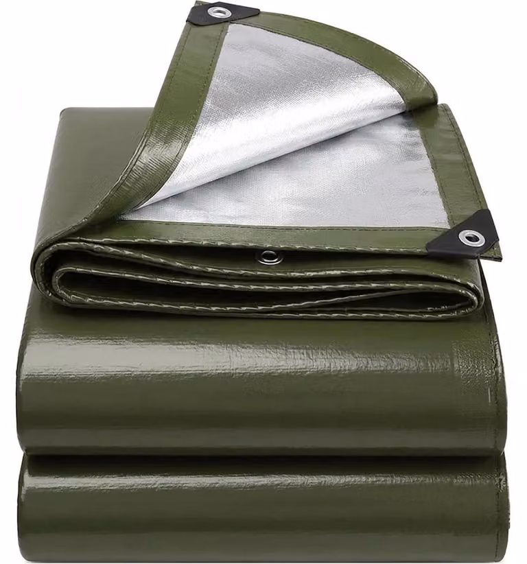 Telo protettivo, dimensioni 1x2 metri, 130 g/m², impermeabile, colore verde, con occhielli
