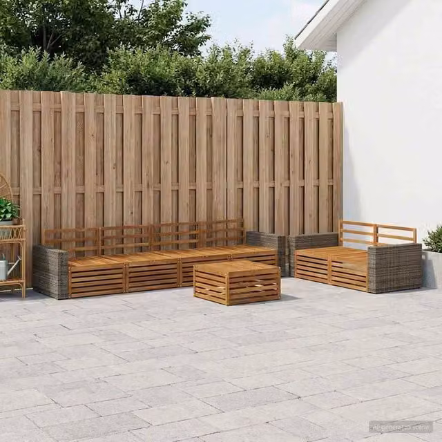 Set di 7 divani da esterno moderni vidaXL in legno di acacia massello colore marrone – 1
