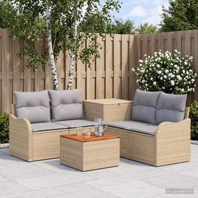 Set di divani 6 pz Beige e Grigio Chiaro 55 x 55 x 37 cm 3447147