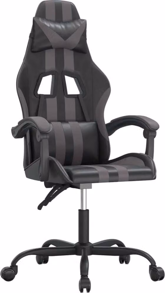 Sedia da Gaming Nera e Grigia in Pelle finta