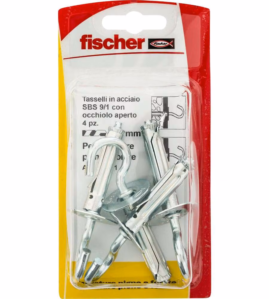 Set di 4 tasselli Fischer in acciaio inossidabile con occhiolo per cemento, dimensioni 9x45 mm, colore argento – 2