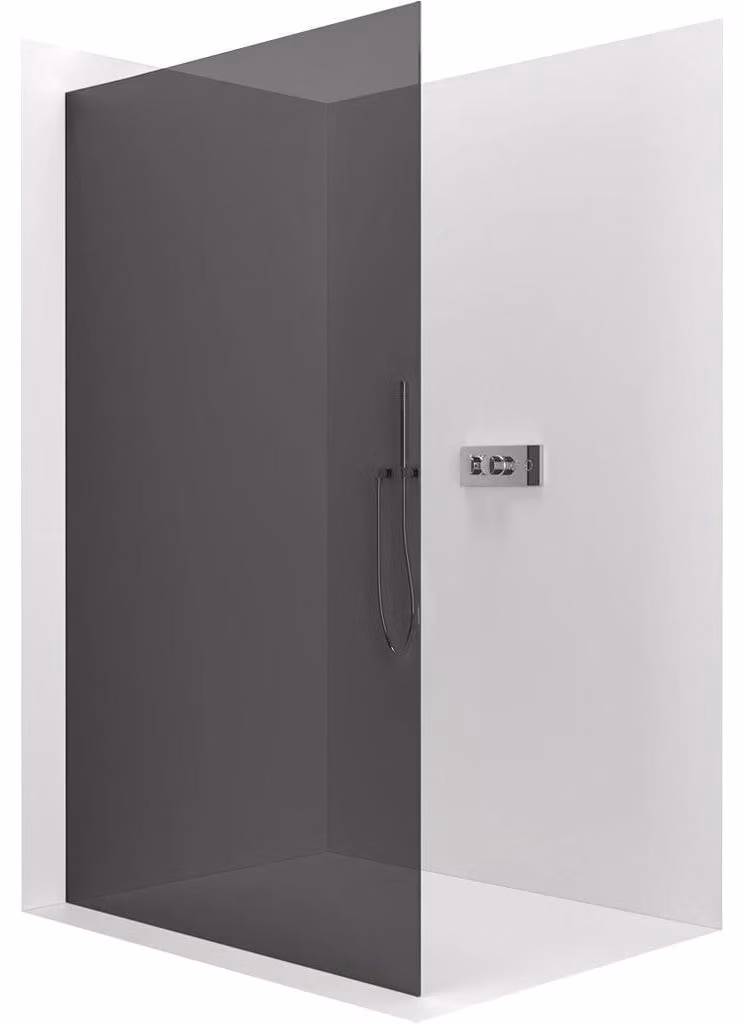 CERANO - Box doccia Walk-in Crystal L/P - 8 mm - sistema senza montanti - cromo, vetro grafite - 150x200 cm