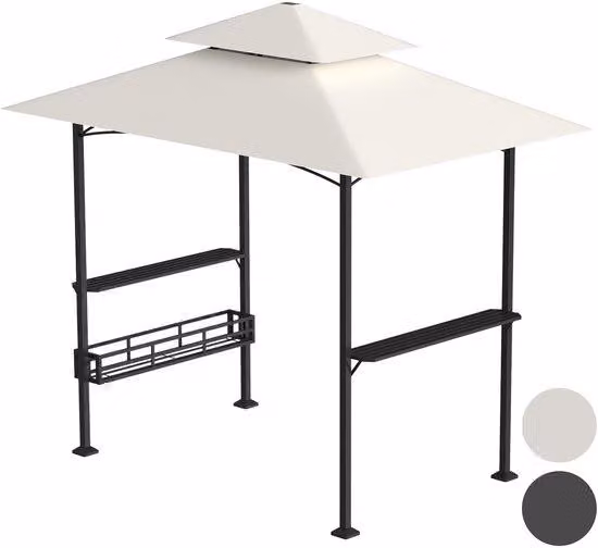 Gazebo per barbecue 238 x 148 x 250 cm. Tende da festa beige con doppio telo. Tende in metallo per barbecue, ideali per il giardino con pergola