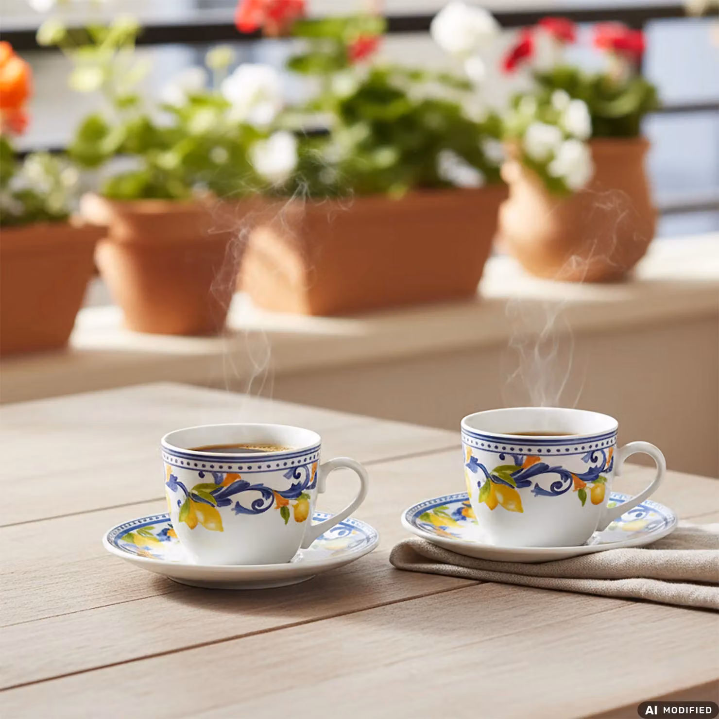 Servizio da Caffè Gusto Casa Lemònia in Porcellana Blu con Motivo Floreale, Set 12 Pezzi, 9 cl – 2