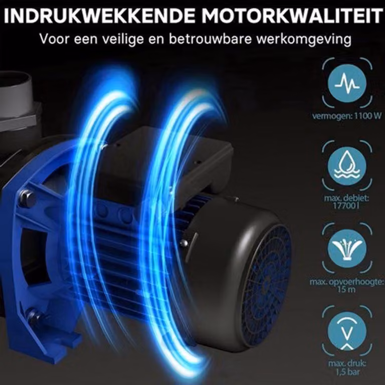 Pompa per piscina - Pompa per filtro - Pompa di circolazione con motore da 1100 Watt e portata di 17.700 litri