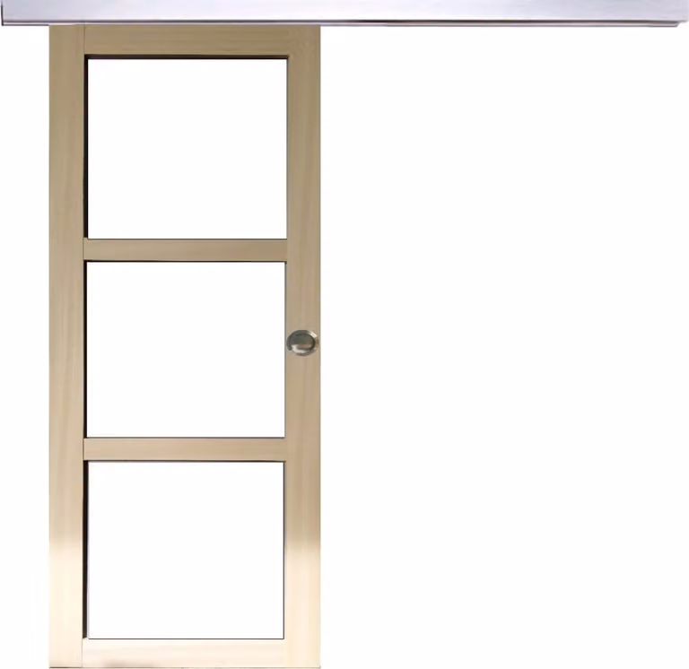 Porta scorrevole in legno Ayous con vetro trasparente H204 x L73 cm, binario in alluminio, gusci GD MENUISERIES