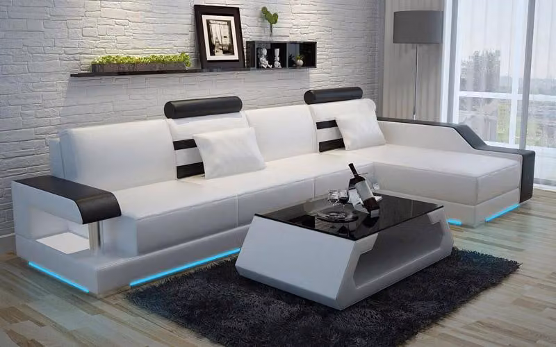 Ledersofa Maßfertigung Couch Wohnlandschaft Ecksofa Garnitur Design Sofa USB
