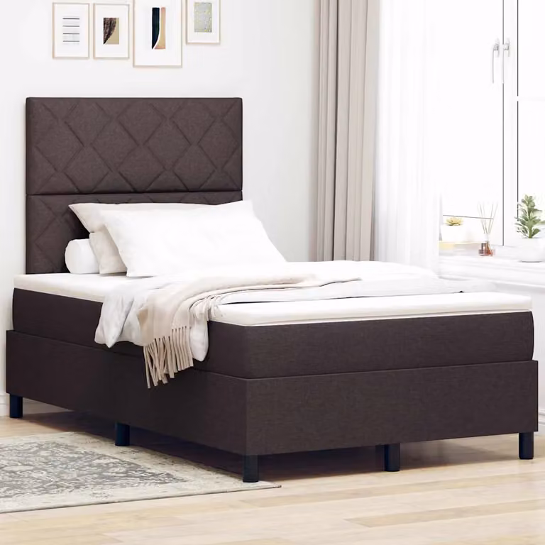 Letto a molle con testiera vidaXL Marrone, L/P/H: 120 x 200 cm