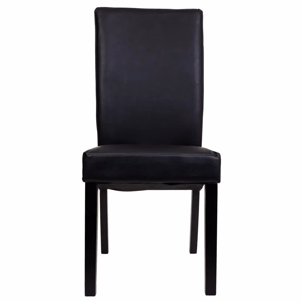 Sedia imbottita in ecopelle nera Wanderlust Deco con struttura in legno e plastica L/P/H: 49 x 48 x 42/102 cm – 2
