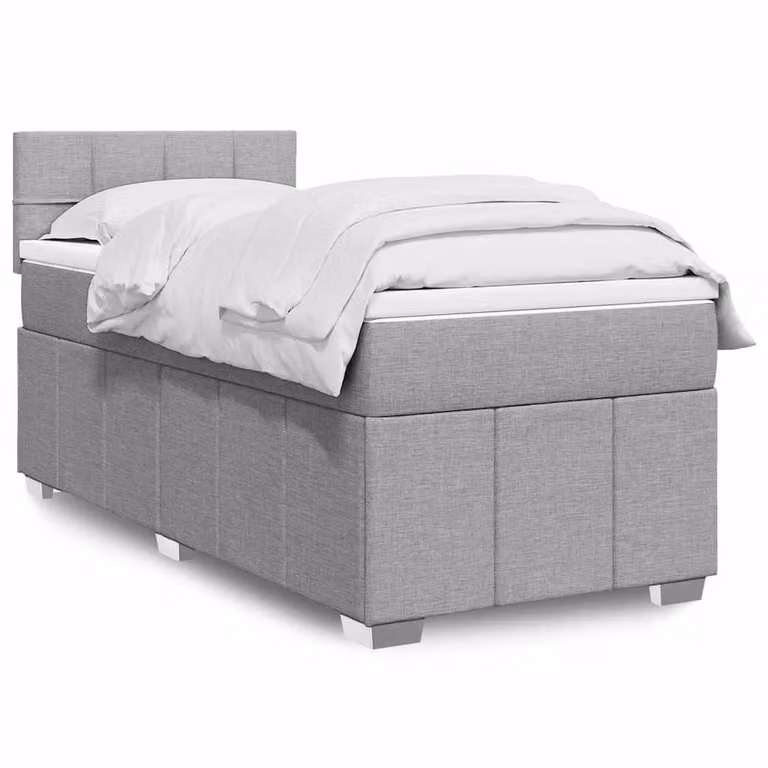 vidaXL Giroletto a Molle con Materasso Ibrido in Tessuto Grigio e Bianco L/P/H: 80 x 200 cm