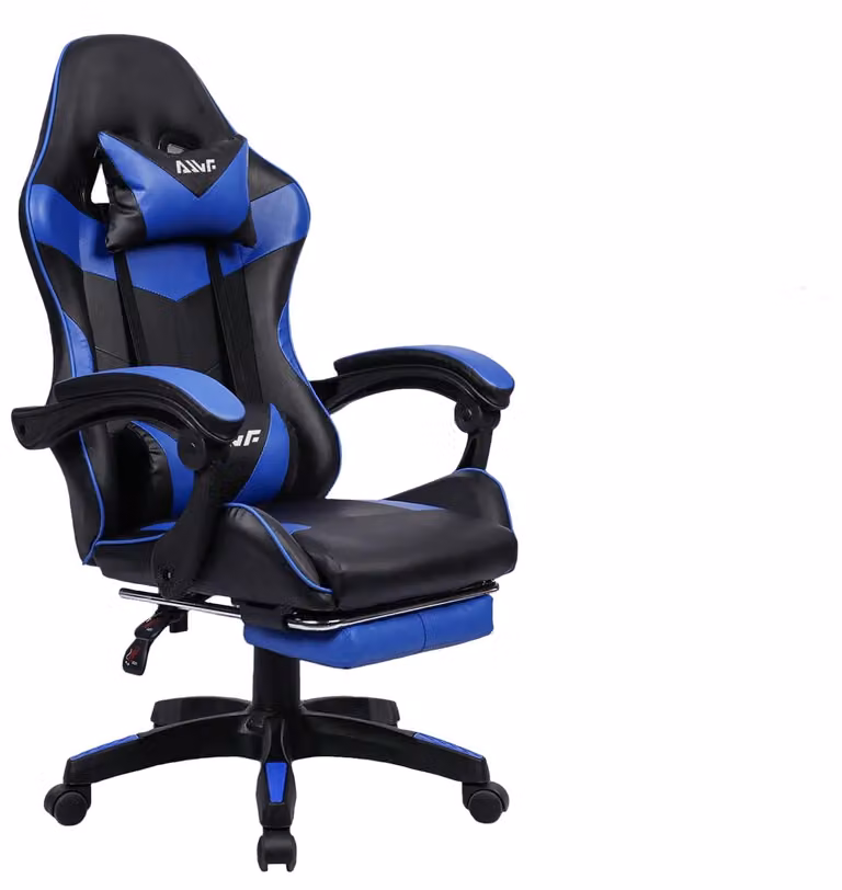 Sedia da gaming - Sedia per videogiochi - Pouf - Sedia da ufficio - Design ergonomico - Poggiapiedi regolabile - Schiuma viscoelastica