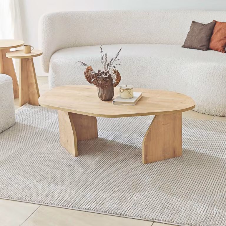 Skye Decor, tavolino da caffè di alta qualità, dimensioni 100 cm x 35 cm x 60 cm, finitura "rovere zaffiro" | Realizzato in pannello di particelle rivestito in melamina al 100%, spessore 18 mm | Design elegante per un arredamento moderno.