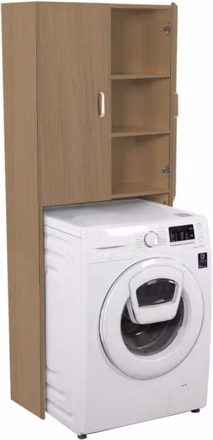 Mobile per lavatrice Casa Collection Lollo marrone scuro con ripiani interni, L 65 cm x P 31,5 cm x H 170 cm