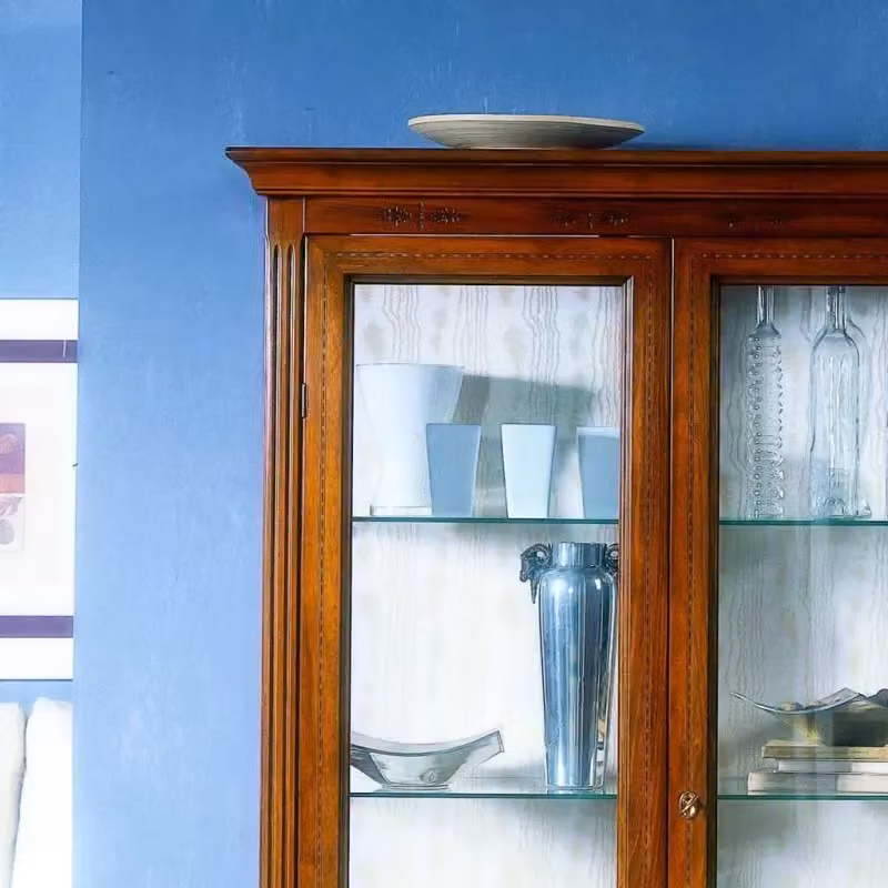 Vetrina classica in legno con ante in vetro Mobili 2G finitura bassano L: 108 cm, P: 43 cm, H: 190 cm – 4