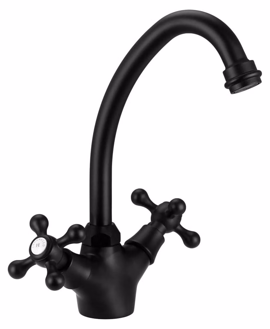 Miscelatore da cucina in stile vintage, nero, serie Heritage Ascot, modello BL-4004-HA, marca Aquanello