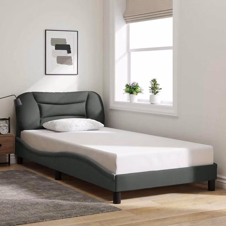 vidaXL Giroletto Hvar senza Materasso in Tessuto Grigio L/P/H: 200 x 100 x 74,5 cm