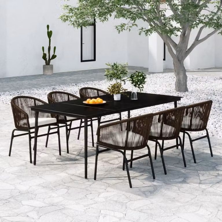 Maison Exclusive - Set da pranzo da giardino, 7 pezzi, marrone