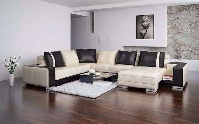 Divano angolare imbottito, set divano componibile, divano ad angolo, pelle, modello 2702C