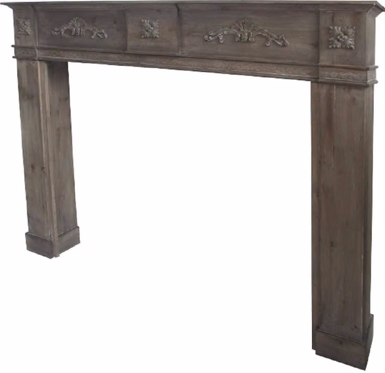 Casa Padrino cornice per caminetto in stile country antico grigio-marrone 137 x 20 x h. 113 cm - Mobili in stile country