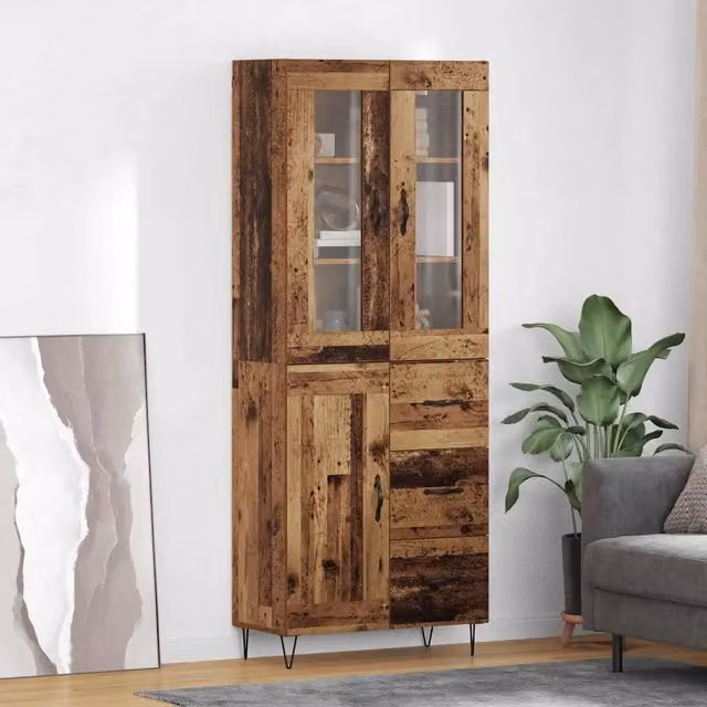 Credenza-Buffet-Armadio da cucina Legno vecchio 69,5 x 34 x 180 cm Legno multistrato 645677