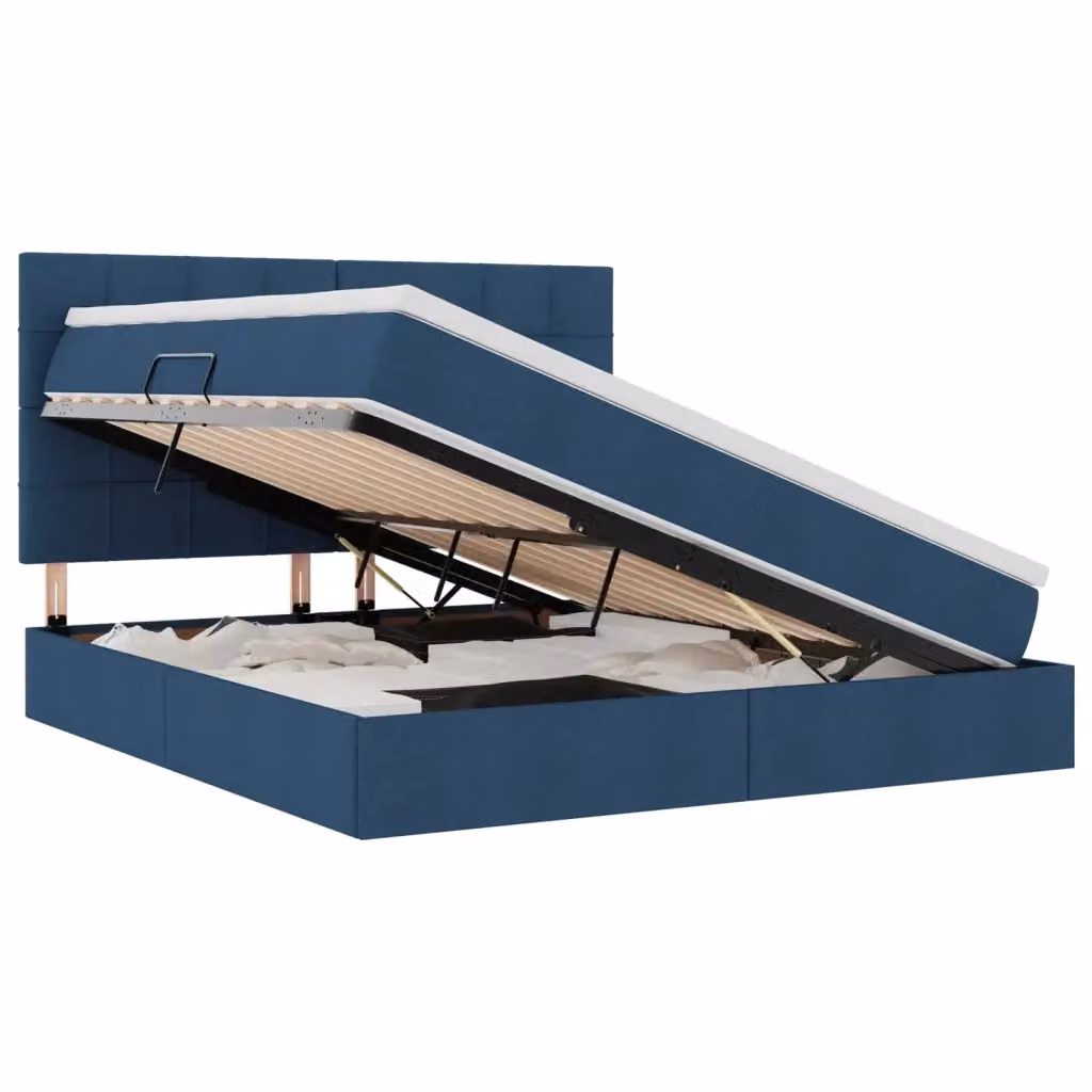 Letto con contenitore e base a sollevamento vidaXL in tessuto blu L: 180 cm, P: 200 cm, H: 204 cm – 2