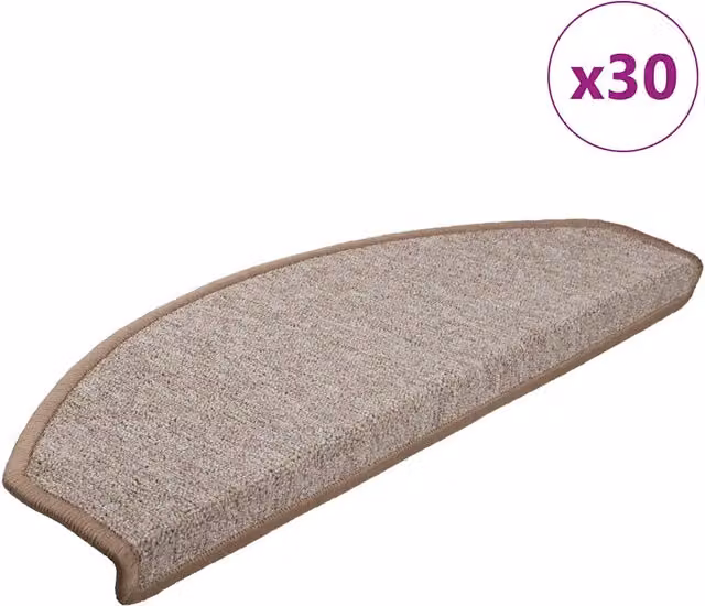 Set di 30 tappetini autoadesivi per scale vidaXL antiscivolo e fonoassorbenti in polipropilene, marrone e beige, L: 65 cm, P: 24 cm, H: 4 cm