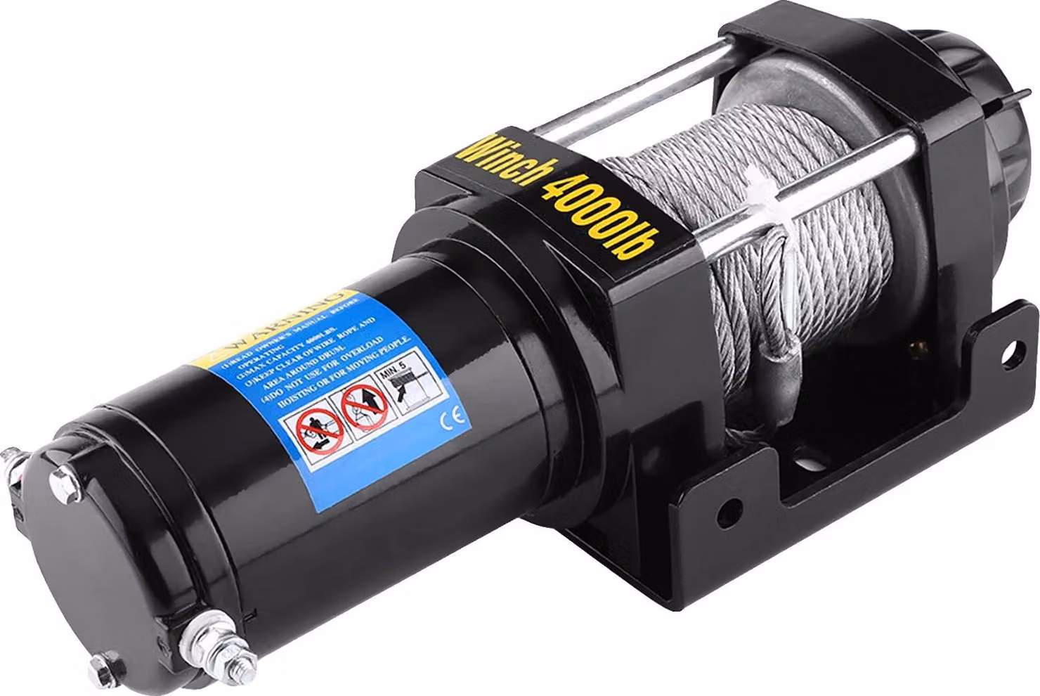 Verricello elettrico a recupero, forza di trazione 4000 lb, motore da 1,2 kW, fune in acciaio ad alta resistenza da 15 metri, corrente 80 A, freno meccanico
