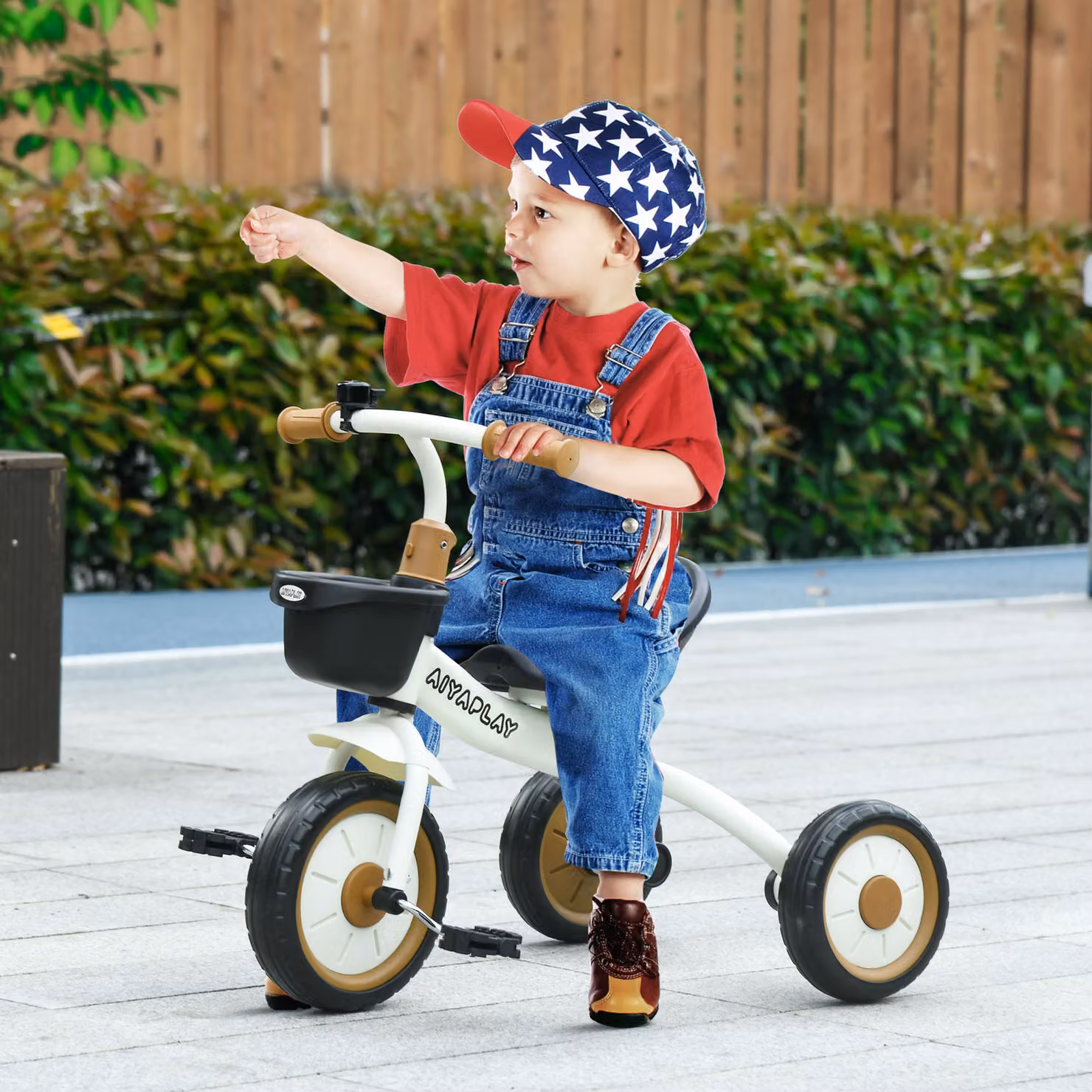 Triciclo per bambini AIYAPLAY con seduta regolabile e campanello, Bianco, L 70.5 x P 50 x H 58 cm – 2