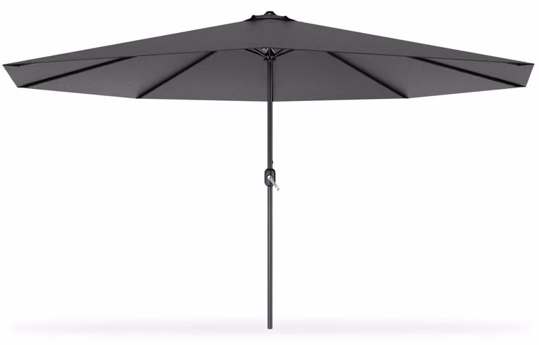Ombrellone da giardino con manovella, color grigio scuro, diametro 350 cm, protezione UV 40+, struttura in alluminio, tessuto in poliestere